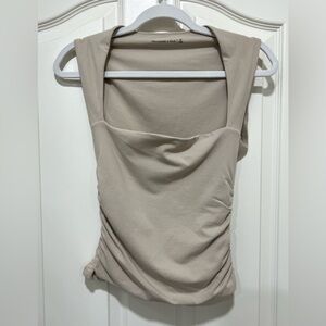 Abercrombie & Fitch Taupe Sleeveless Ruched Top